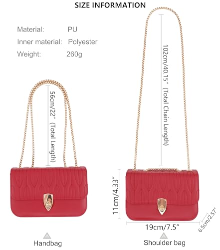Bolso pequeño satchel para mujer rojo de cadena dorada miniatura 6