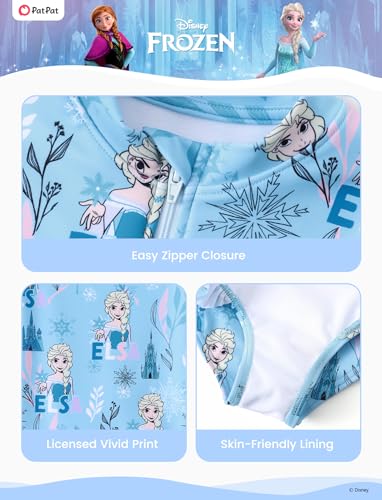 Image of Disney Frozen Stitch Princess Minnie Mouse Girls Swimsuit Long Sleeve Rashguard UPF 50 One Piece Bathing Suit Size 3M-13Y
