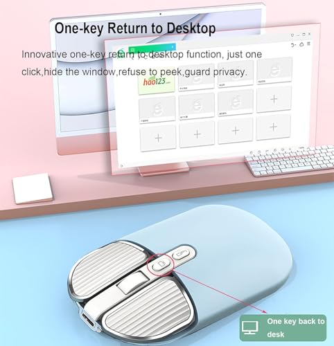 Image of KINGSTER Wireless Bluetooth Rechargeable Mouse - Silent Click, Dual Mode (BT 5.2 + 2.4GHz), Adjustable DPI (800 /1200 /1600), Ergonomic Design - for Laptop, PC, Mac (White & Multi-Color)