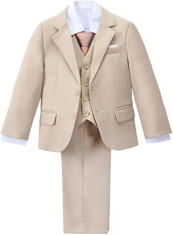 Lito Angels Boys 5 Pieces Slim Fit Suit, Blue/Navy/Black/Khaki