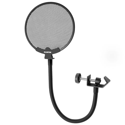 SUUNTOK Metal Pop Filter, Upgraded High Performance Microphone Pop Filter, Ideal Pop Filter for Microphone Recording Sessions and Broadcasting