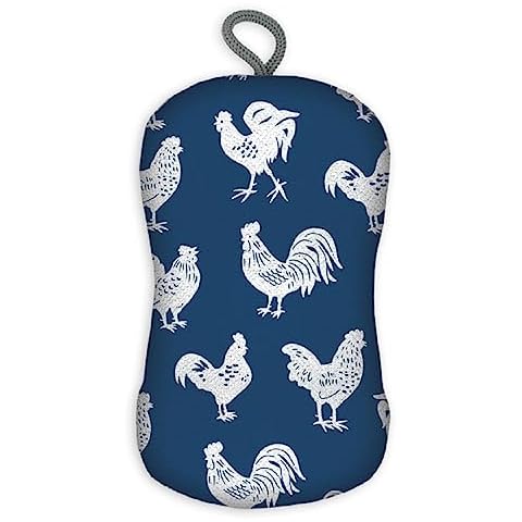 MUkitchen Blue Rooster Scrub Sponge, 3" x 6.5" Cover