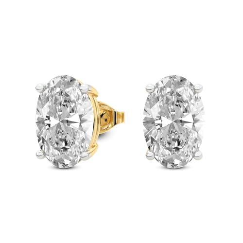 The Diamond Deal IGI Certified 1.00 to 5.00 Carat Oval Shape Lab-Grown Diamond 4-Prong Stud Earrings in 14k Yellow, White or Rose Gold With Push Back Closure2