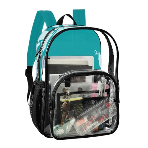 STAYTOP Teal Colored Clear Backpack Transparent Heavy Duty Bookbag See Through Bag for Shopping School Work Travel Security2