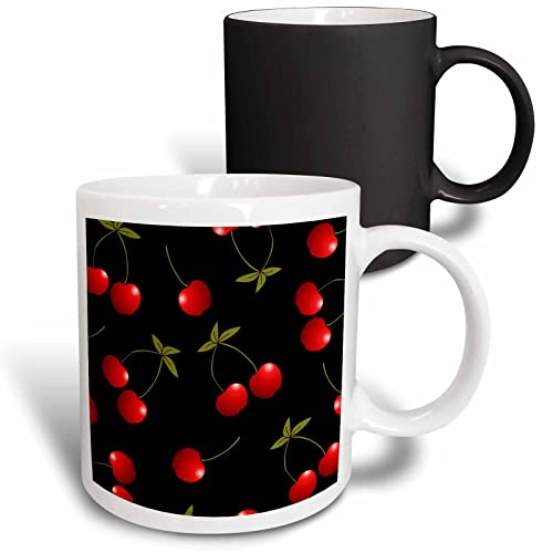 3Drose Cherry Print Juicy Red Cherries On Black - Mugs (Mug_24730_3) #TOP4