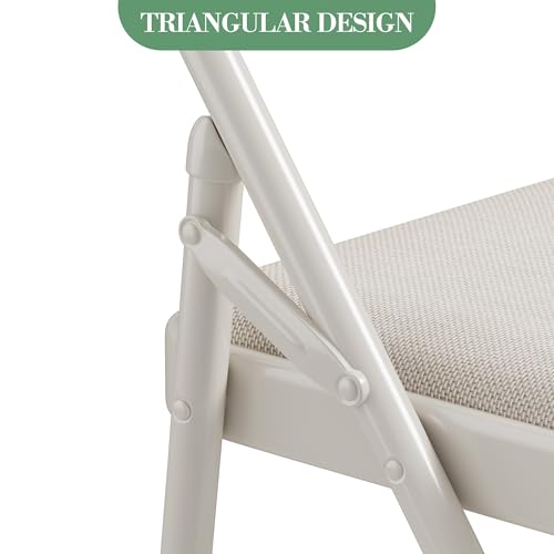 GarveeMore 6Er Set Klappstühle Kunstleder, Metallsichtig, Gepolsterter Sitz, Gartenstuhl Klappbar, Campingstuhl Kunstleder, Leichtfaltbar Für Zuhause, Büro, Esszimmer Und Empfang, Beige