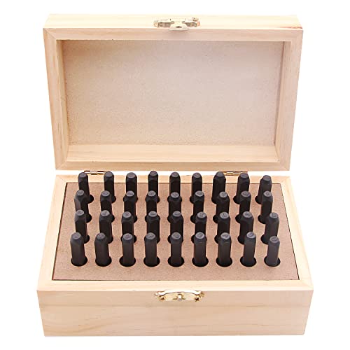 Seekqua 1/8-Inch (3Mm) Letter And Number Stamp Set, 36-Piece Carbon Steel Metal Stamp Set, Alphanumeric Punching Set With Wooden Case, For Metal, Jewelry, Leather, Wood #TOP7