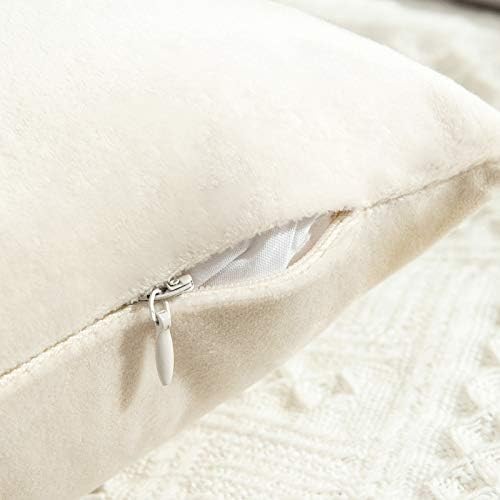 MIULEE Pack of 2 Velvet Soft Decorative Square Throw Pillow Case Cushion Covers Luxury Pillowcases for Livingroom Sofa Bedroom with Invisible Zipper 50cm x 50cm,20x20 Inches Cream White