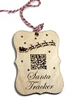Wooden Santa Tracker Christmas Ornament for Tree with QR Code