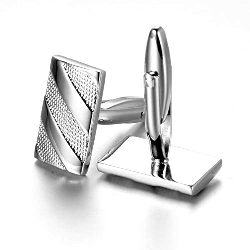 Mancuernillas para Hombre KnBoB Plata Diseño Rayas y Puntos miniatura 5