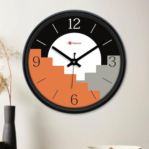Image of Bosco Decorative Non Ticking Silent, Black Elegant 30 CM, Modern Design Round Wall Clock for Home, Living Room, Bedroom, Office and Kitchen | BWC-1247