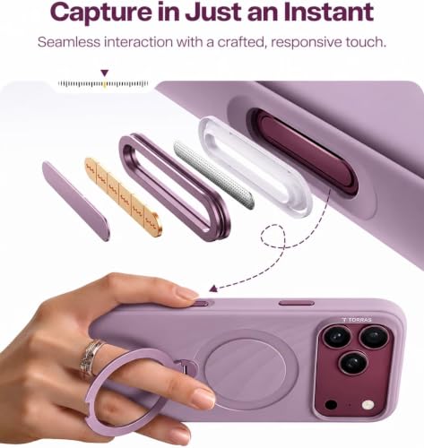 TORRAS for iPhone 18 Pro Max Case Silicone, 360 Magnetic Stand Purple 6.9'' - image 8
