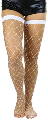 Image of ToBeInStyle Women's Vibrant Large Net Fishnet Thigh High Elastic Nylon Novelty Stockings