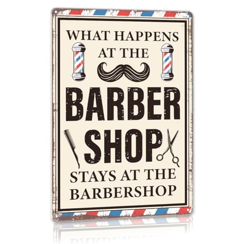Barber Shop Decor Metal Sign, Hairdresser Gift, Vintage What Happens