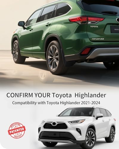 Image of Mud Flaps for Toyota Highlander 2021-2024, Heavy Duty No-Drill Mud Guards & Splash Guards, All-Weather Protection (Set of 4)