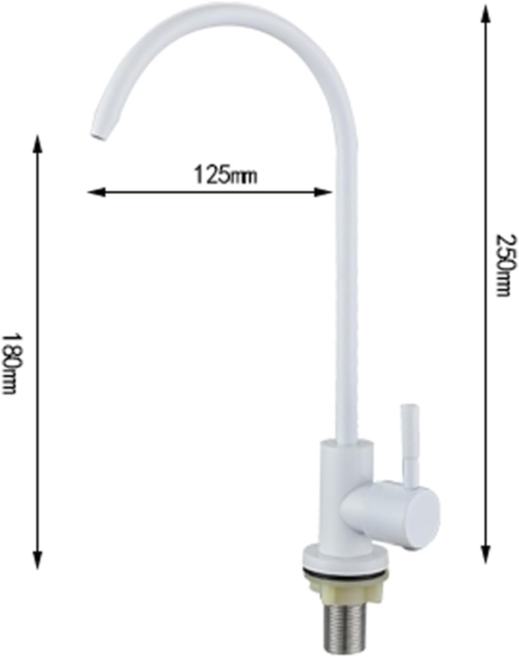 キッチン用浄水器タップ、プッシュレバー付きシングル冷却グースネック飲料水タップ360&deg;回転キッチンシンクタップ、ホワイト chari