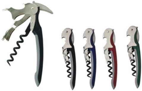 Soft-Touch Murano Two-Step Waiter Corkscrew with Nonstick Spiral, Black