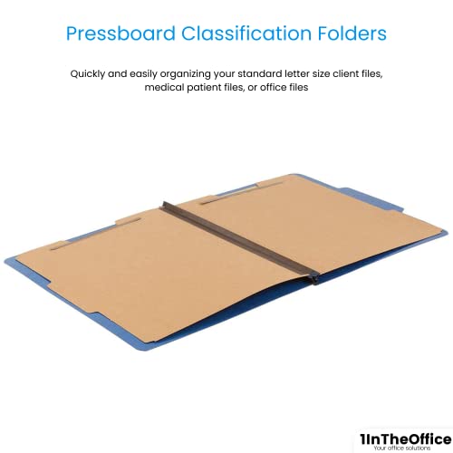 1Intheoffice Pressboard Classification Folders, Letter, 6 Section, Cobalt Blue, 10/Box, 2 Pack #TOP3