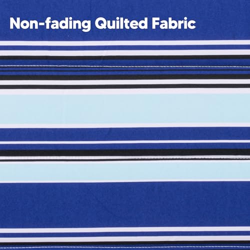 Image of SUNCREAT Hammocks Quilted Fabric Hammock, Double Hammock with Spreader Bar, Soft Pillow, Max 475lbs Capacity, Blue Stripes