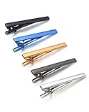 HBY 5 Pc Mens Tie Bar Pinch Clip Set for Regular Ties,Black,Silver,Gold