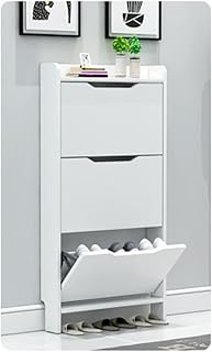 Zapatero inclinable, armario oculto independiente para zapatos, con 3 cajones abatibles para entrada, moderno organizador de almacenamiento para pasillo, dormitorio, Liv. Tamaño: 70 cm, color: blanco