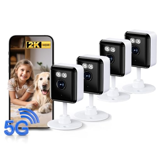 2.4/5GHz Home Cameras Indoor, 2K Security Camera Indoor for Dog/Pet/Nanny/Baby with US Phone App, AI Text Recognition, Smart Search, Color Night Vision,2 Way Talk Mini Cam,Human Detection,4