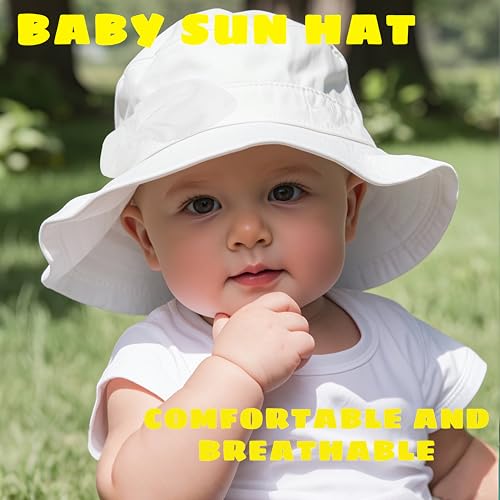 Baby Girl Sun Hat Toddler Summer Bucket Hats UPF 50+ Hat for Infant Girl Beach Hat with Wide Brim 0-6T Heart Pink 6-12 Months - Thumbnail 6