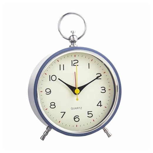 SHISEDECO Despertador analógico redondo operado por bateria com função de luz noturna/soneca, sem tique-taque, silencioso, retrô, crescendo, 10 cm, pequeno design simples, relógio de mesa/mesa para
