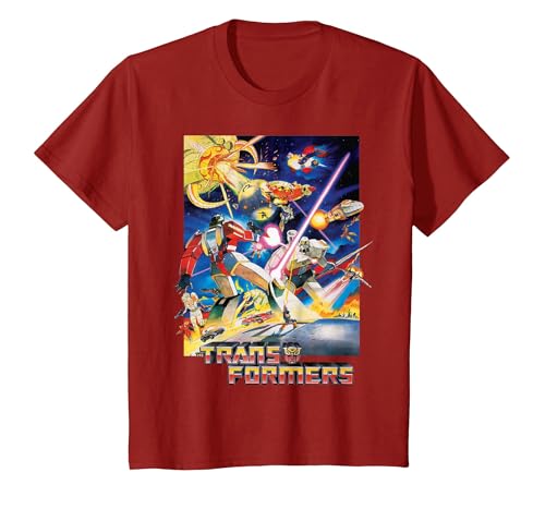 Image of Transformers The Movie G1 1986 T-Shirt, Youth, Cranberry Red, Large