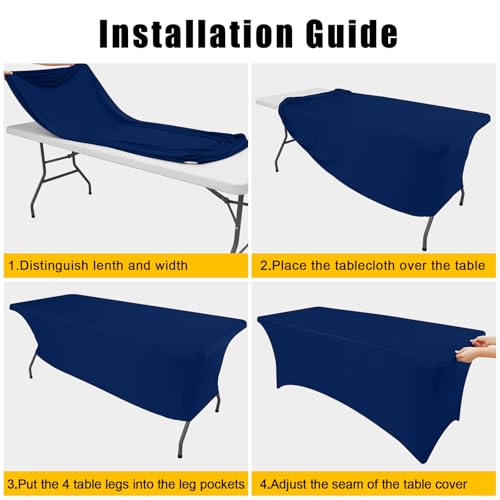 Smiry 2 Pack Spandex Table Cloth 5FT, Elastic Fitted Stretch Tablecloths, Washable and Wrinkle Free Rectangular Patio Table Cover for Outdoor, Wedding, Banquet & Parties (Navy, 60Lx30Wx30H Inch) by Smiry - Used condition - Image 6