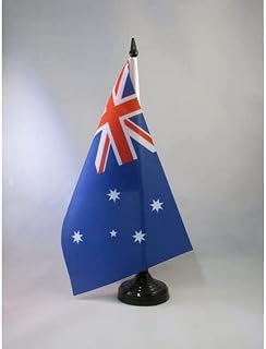 Australia Table Flag 5'' x 8'' - Australian Desk Flag 21 x 14 cm - Black plastic stick and base - AZ FLAG