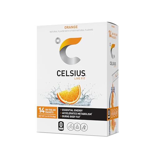 Image of CELSIUS On The Go Orange, Sugar Free Energy Drink Mix (Pack of 28)