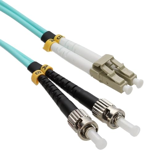 kenable OM3 Fibre Optic Cable ST to LC Duplex Multimode 50/125 LSZH Aqua 0.5m