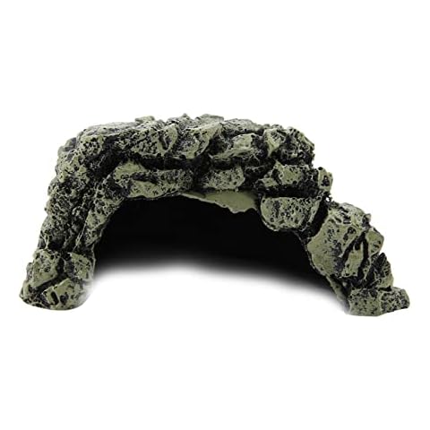 Cocoarm Fish Hiding Cave, Reptile Hideout Cave Aquarium Reptile Basking Hide Decorations for Gecko,Frogs,Fish, (M) Cover