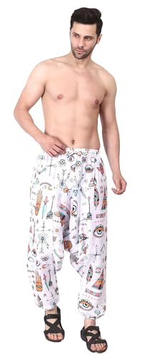 Image of Whitewhale Men's Cotton Solid Harem Pants Yoga Trousers Hippie Pant