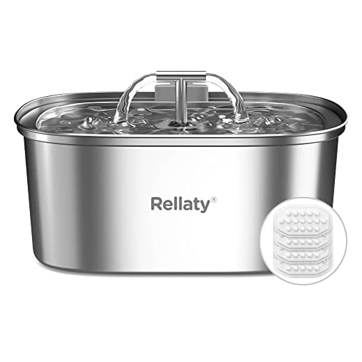Rellaty Cat Water Fountain - Automatic Pet Water Fountain Dog Water Dispenser with 4 Replacement Filters, 108oz/3.2L Water Fountain for Cats Inside