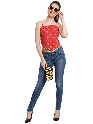 Image of POPWINGS Casual Solid Puff-Sleeves Crop Top for Women || V-Neck Crop Top for Women || Half-Sleeves Summer Crop Top for Women || Crop Tops for Women Fancy Crop Top for Women