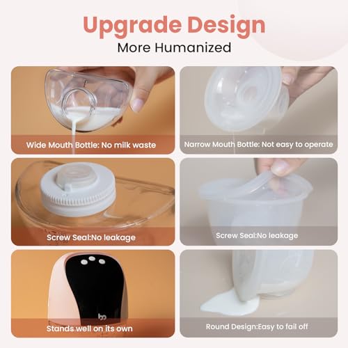 Breast Pump Hands Free, Wearable Breast Pump with Ultra-Low Noise, Stable Suction, Traction Mode, 4 Modes 10 Levels, Electric Portable Breast Pump, Wireless Breast Pump for Indoor Outdoor Use, 2 Pack - Thumbnail 5