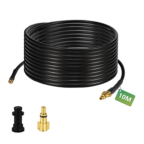 Sonnewelt 10m Tuyau Déboucheur Canalisation pour Nettoyeur Haute Pression, 180 Bar 60°C, Déboucheur de canalisations avec Adaptateur, M22 à Filetage Tuyau haute pression,Accessoires