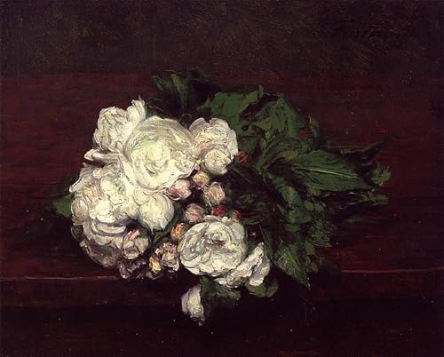 Lienzo de pintura Fiori Rose Bianche con reproducción de alta fidelidad 60x90cm