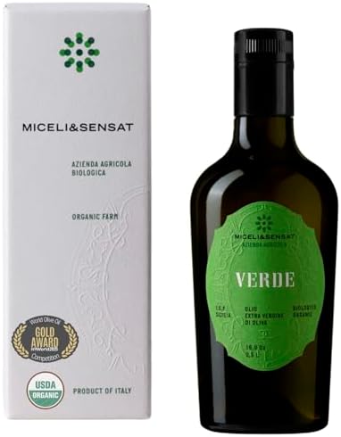 Miceli & Sensat Verde | Robust Organic IGP Sicily Italian 2023-24 Early Harvest Oil Extra Virgin from Italy | Polyphenols Rich + 500 mg/kg, Gold Award 2024, Cold Pressed | 500 ml