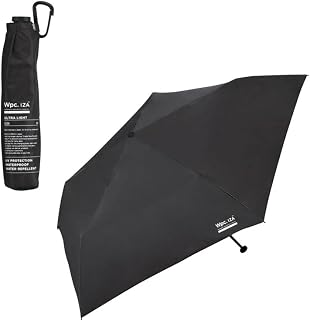 Wpc. IZA Ultra Lightweight Mini Umbrella, 128g Compact Folding Sun & Rain, Black Parasol, 100% UV Protection UPF50+, Pocket Size Travel Umbrella with Carabiner