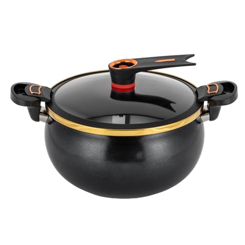 Micro Pressure Cooker - 8.45Qt Pressure Canner, Iron Non-Stick Pot with Clear Lid and Silicone Edge, Soup Pot Multi-Function Micro Pressure Cooking Pot (Black)