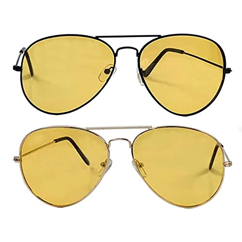 Aviator Pilot Polarized Sunglasses Fashion Yellow Lens Night Driving Glasses, Variable size2