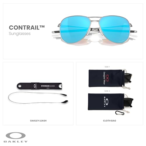 OAKLEY Contrail OO4147 Aviator Sunglasses for Men+ Bundle Accessory Leash Kit, Microfiber Pouch2
