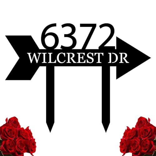 Custom Metal Yard Arrow Address Sign with Stake, Custom Address