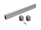 TAG Hardware Premium Wardrobe Closet Rod Concave Shape with End Supports and Protective Cap (36 INCH LONG, Matt Aluminum)