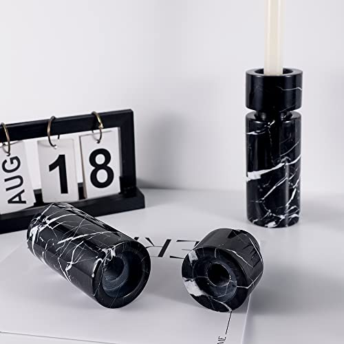 Jimei Marble Candle Holder - Multi-Functional Candle Holders -Meet Your Diverse Needs - Fits Scented Candle, Candlestick, Taper Candle Pillar Candle, Tealight Candle Stand For Home Decor (A Style) #TOP4