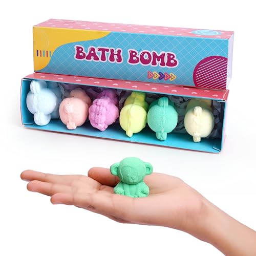 Home Boutique Natural Relaxing Bath Bombs, Multicolor Kids Spa Fizzy Fun Animal Bubble Bath Bombs Aromatic Fragrances Perfect For Kids (Pack of 6)