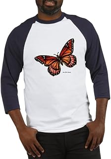 CafePress Orange Pink Butterfly Baseball Jersey Cotton Baseball Jersey, 3/4 Raglan Sleeve Shirt